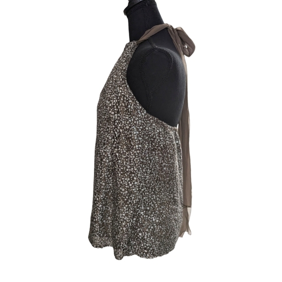 Hale Bob Silk Wool Layered Sheer Chiffon Halter Taupe Tank Top Size S - Picture 3 of 11